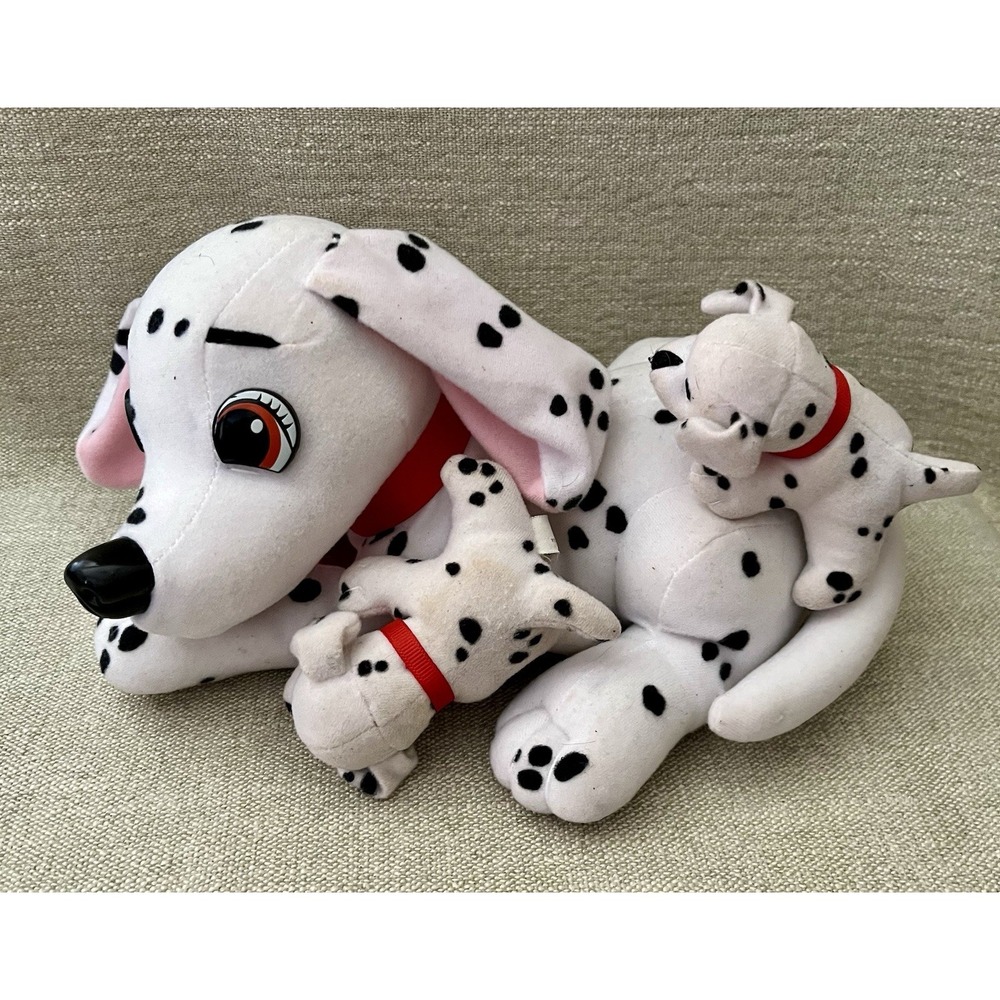 Vintage 1996 Mattel Disney 101 Dalmatians Perdy Plush Mother with 2 Puppies